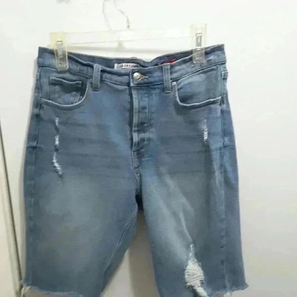 Celebrity pink distresed denim biker shorts - Picture 1 of 4